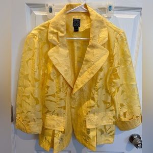 Yellow Floral Blazer with Mesh Detail